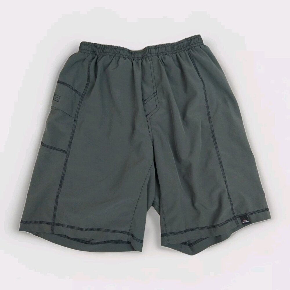 Prana Breathe Lined Shorts Mens S Gray 9" Inseam Stretch‎ Breathable Performance